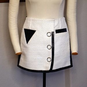NWT Alexander Wang Wool Boucle & Lambskin Mini Skirt, Size 6